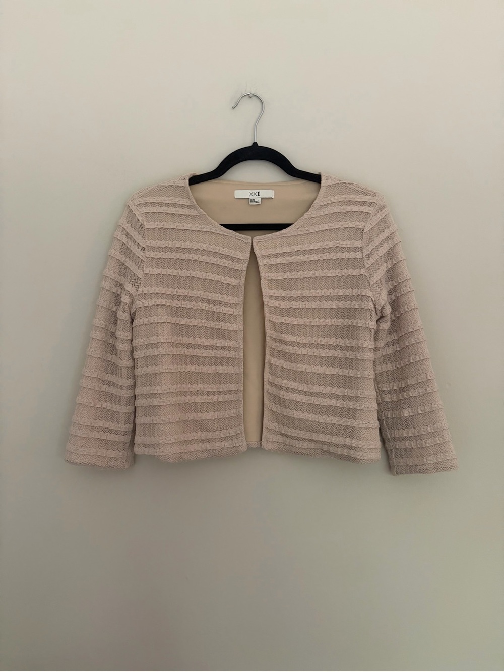 XXI Beige Textured Open-Front Jacket/Cardigan - size Medium